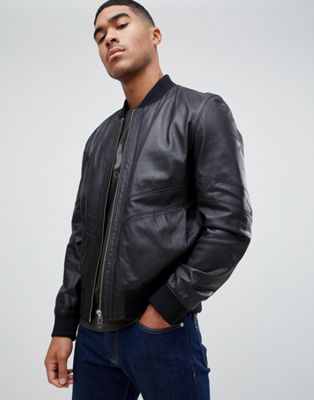 HUGO Lachlan leather jacket in black | ASOS