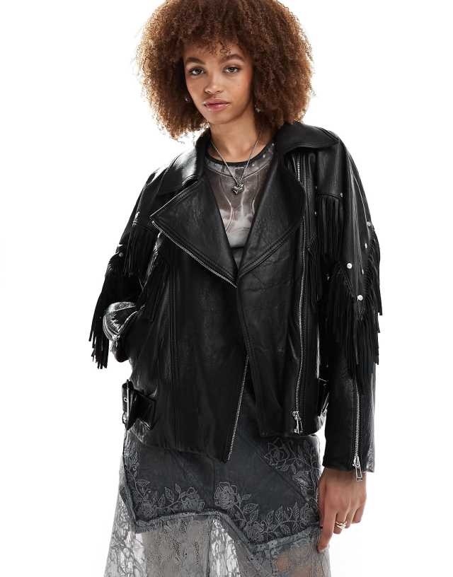 Hugo Red - HUGO Lafranka leather jacket in black