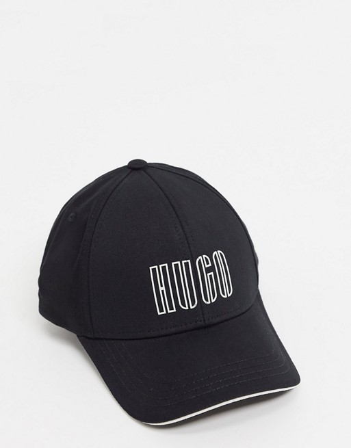 HUGO large contrast logo baseball cap in black