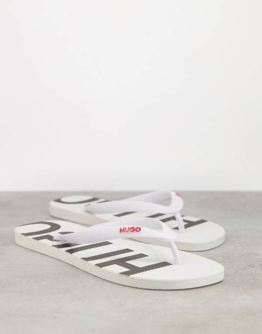 Hugo boss cheap flip flops white