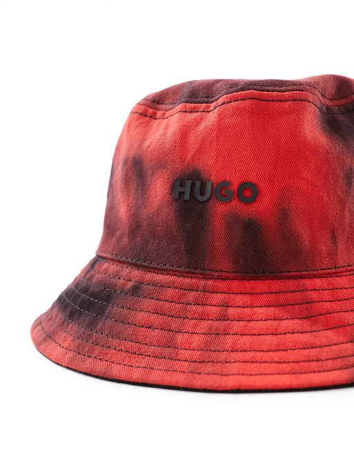 HUGO - Larry - Cappello da pescatore double-face nero e rosso