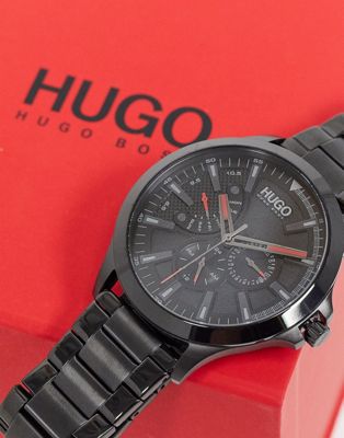 hugo black ip black dial bracelet watch