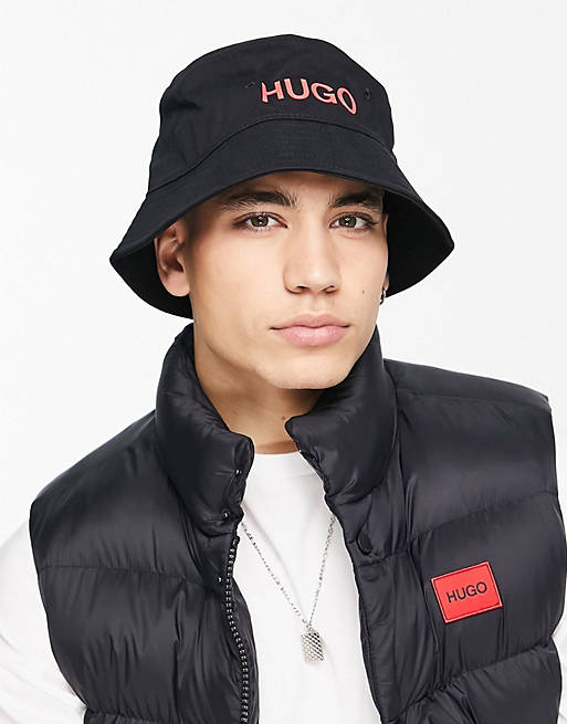 Hugo logo bucket hat in black | ASOS