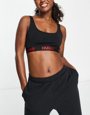 HUGO logo detail cotton bralette in black