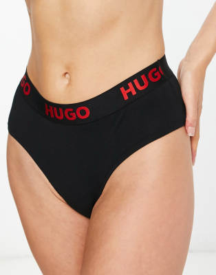 HUGO logo detail cotton brief in black