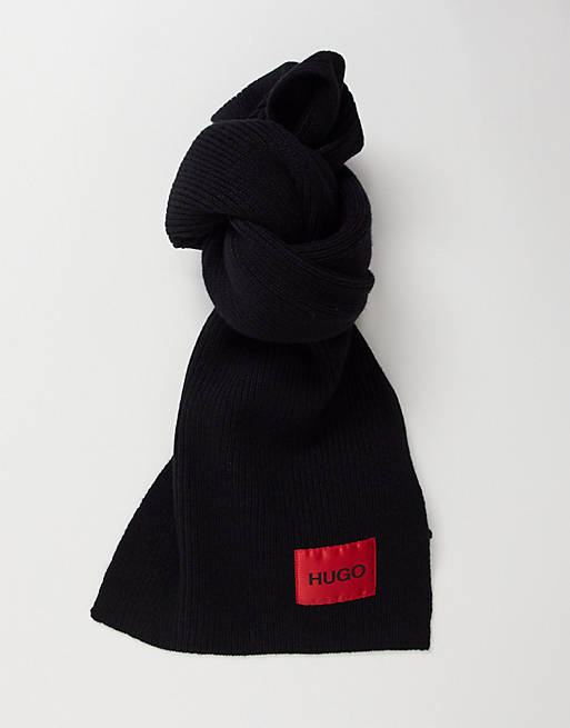 HUGO logo scarf in black