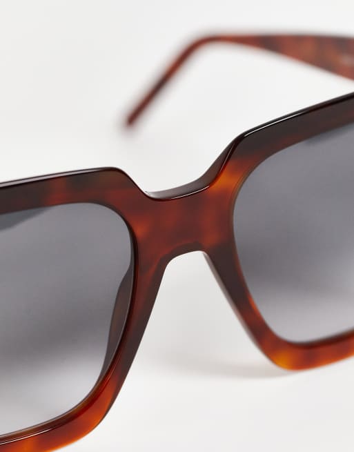 Hugo - Lunettes de soleil carrées à monture épaisse - Écaille havane, 3 de 4