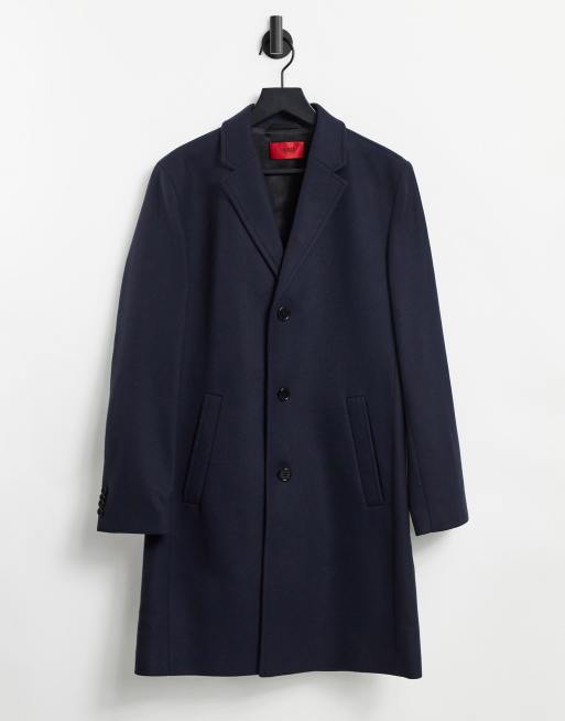 Hugo boss on sale navy overcoat