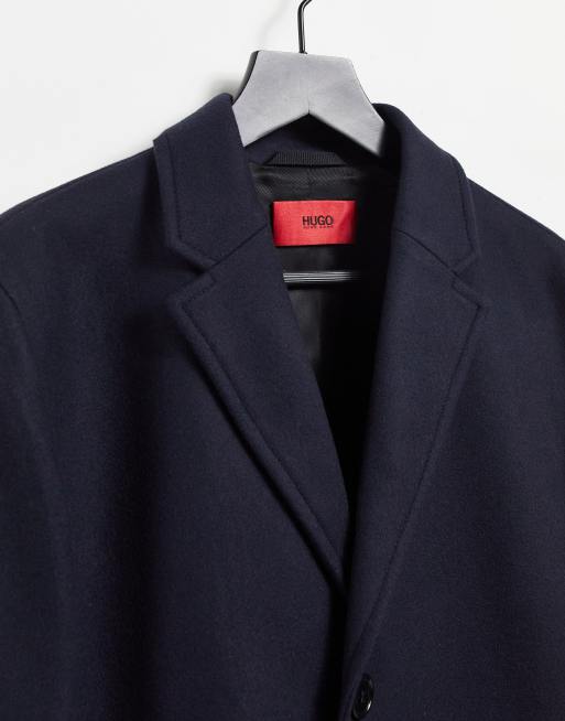 Hugo boss navy clearance overcoat