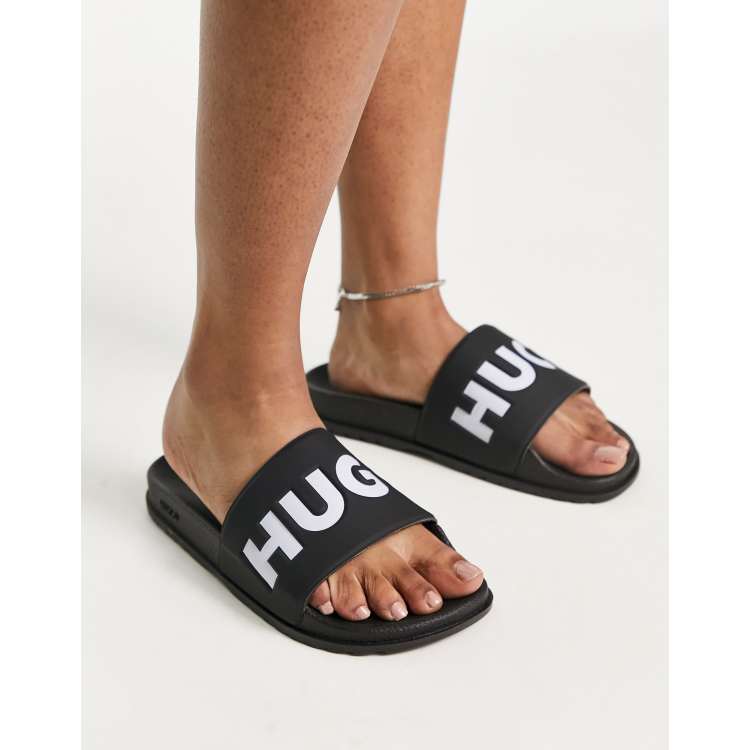 HUGO Match It logo sliders in black ASOS