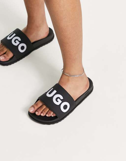 HUGO Match It logo sliders in black ASOS