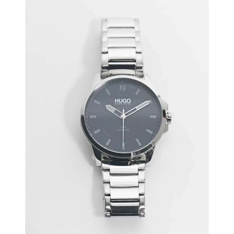 HUGO mens bracelet watch in silver