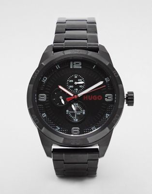 Hugo mens bracelet watch with black dial in black 1530279