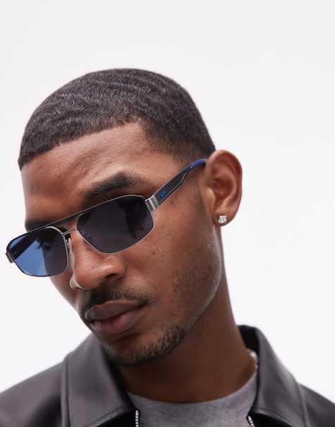 Hugo  navigator sunglasses in matte silver/ black - view 1