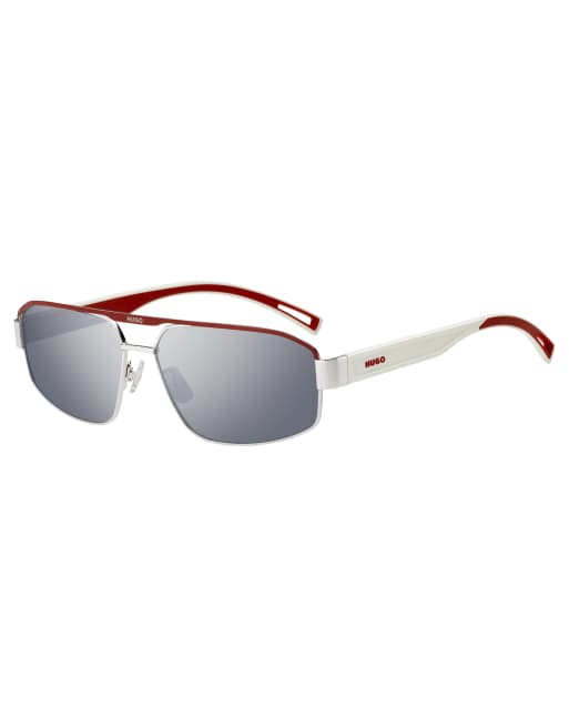 HUGO - Navigator zonnebril in zilver/rood, 2 van 3