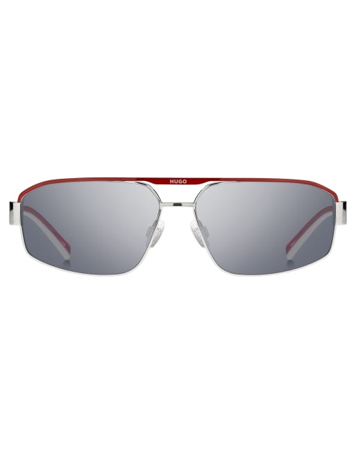 Hugo - Occhiali da sole navigator color argento/rosso