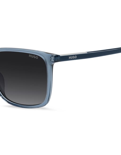 Hugo occhiali da sole rettangolari con lenti sfumate grigie, blu, 4 di 6