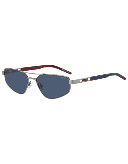 Hugo - Occhiali da sole squadrati color argento opaco, 2 di 3