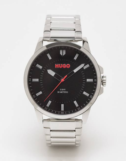 Hugo - Orologio con bracciale argento con quadrante nero 1530246
