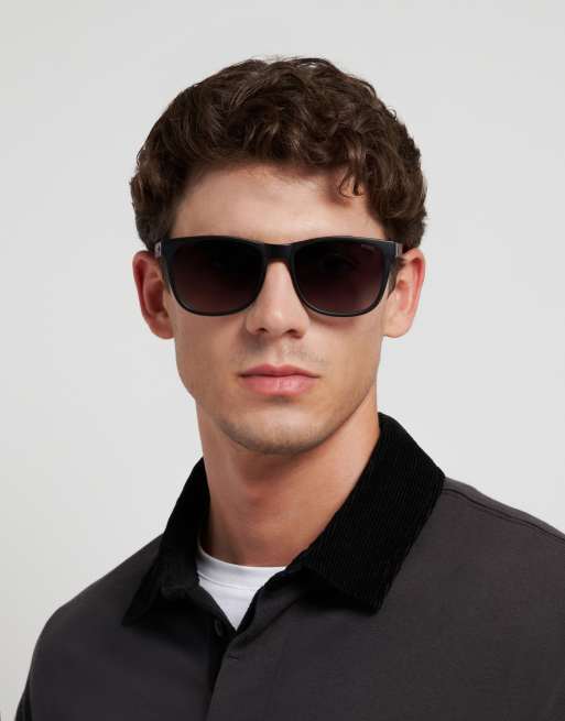 Hugo rechteckige Sonnenbrille - Schwarz mit grauen Verlaufsgläsern, 4 von 6