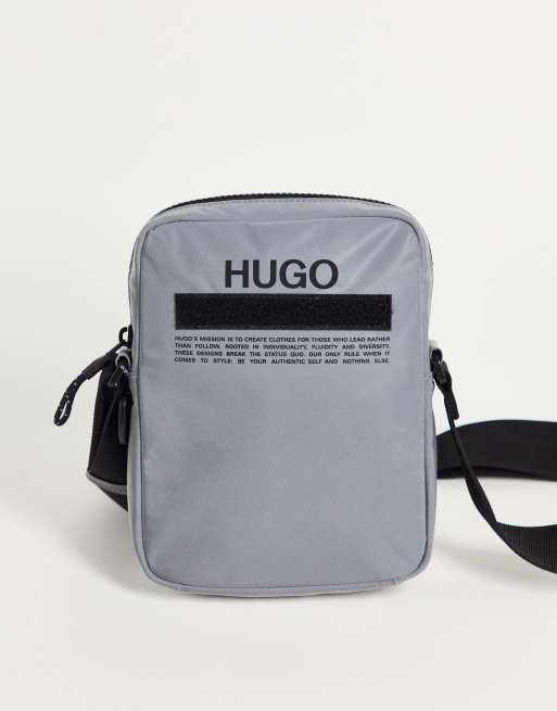 HUGO – Record – Grå axelremsväska med textlogga