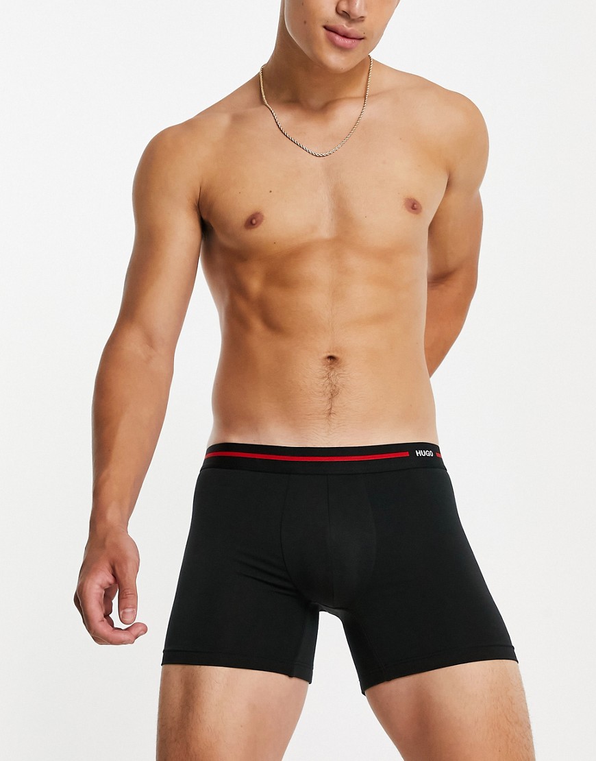 HUGO - Recover - Microvezel boxershort met logo op tailleband in zwart