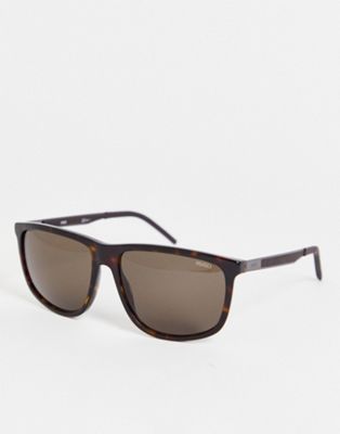 Hugo rectangle sunglasses in havana tortoiseshell