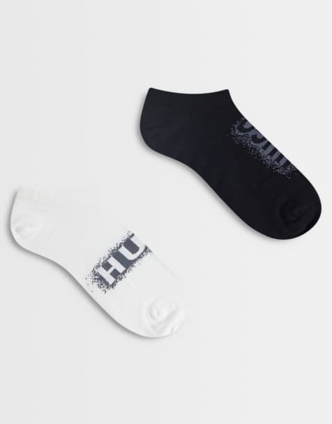HUGO Red 2 pack of trainer socks in black and white - view 1