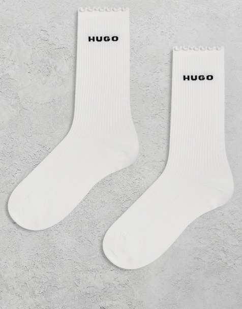 Hugo Red 2-pack socks in white with frilled edge - view 1