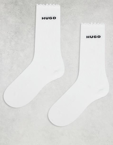 Hugo Red 2-pack socks in white with frilled edge - view 1