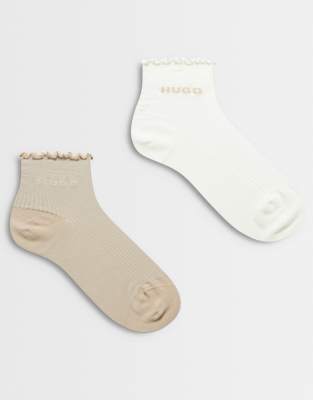 Hugo Red 2-pack Socks With Logo In Brown