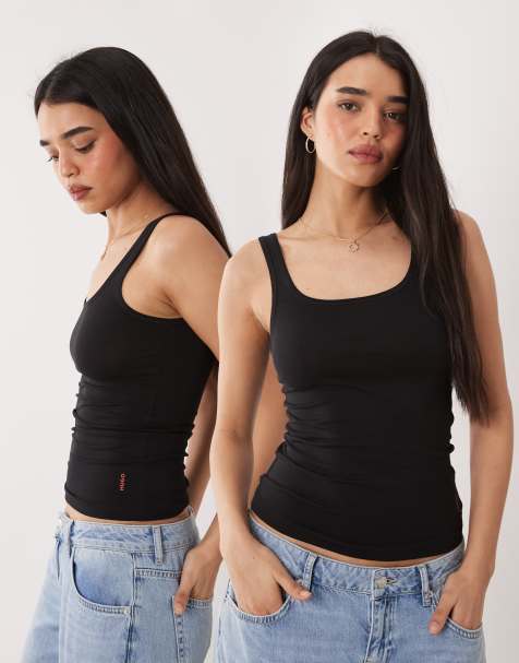 HUGO Red 2 pack tank tops in black - view 1