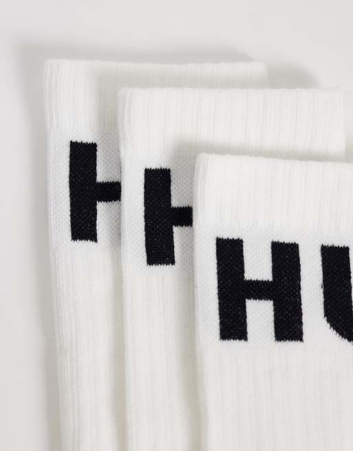 Hugo RED 3 pack crew socks in white, 2 of 3