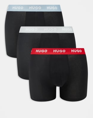 3 pack logo contrast waistband boxer briefs in black