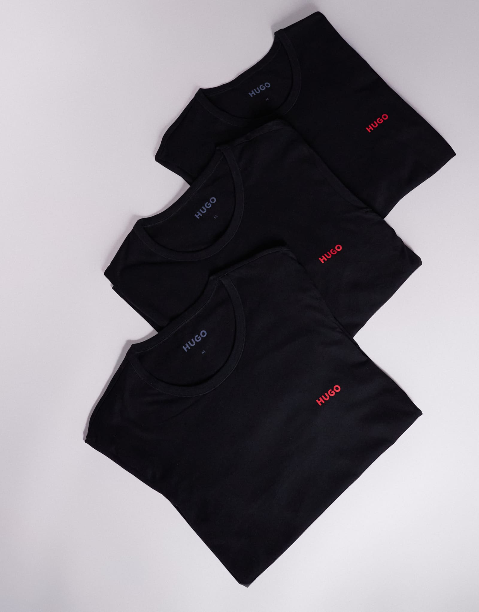 Футболка для отдыха с длинным рукавом и логотипом HUGO RED 3 pack черного цвета