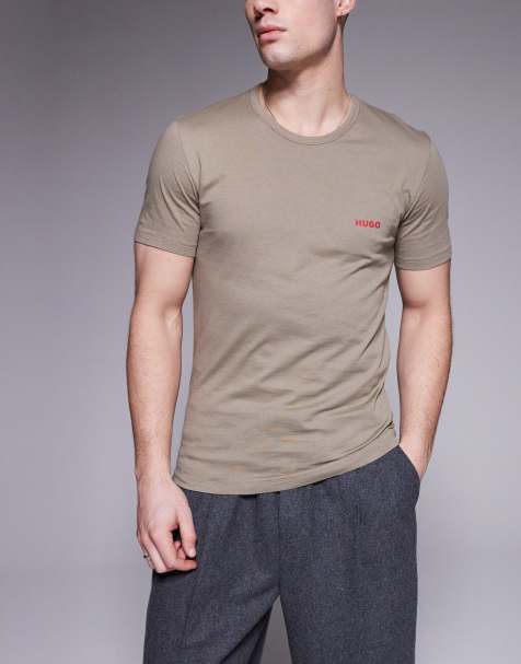 HUGO RED 3 pack logo t-shirts in black/light green & brown - view 1