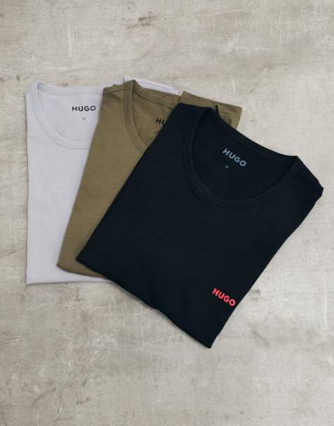 HUGO Red 3-pack logo t-shirts with chest logo in multi - view 1