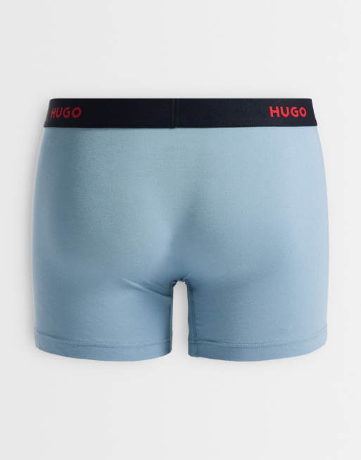 Hugo Red 3 pack logo waistband boxer brief in blue and black, 3 of 3