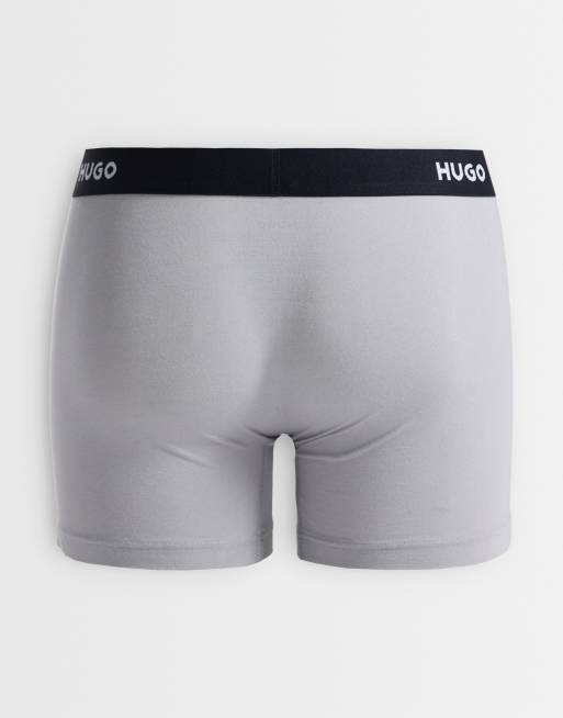 HUGO Red 3 pack of logo waistband boxer briefs in grey, 3 of 3