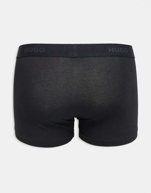 HUGO Red 3 pack of shiny logo waistband trunks in black, 3 of 3