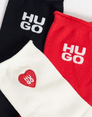 Hugo Red 3-pack Socks With Logo In Multi