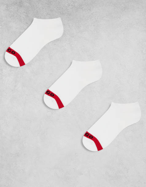 HUGO RED 3 pack tape logo plush no show socks in white - view 1