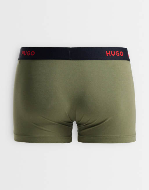 HUGO Red 3-pack trunks i svart och khaki, 2 av 3