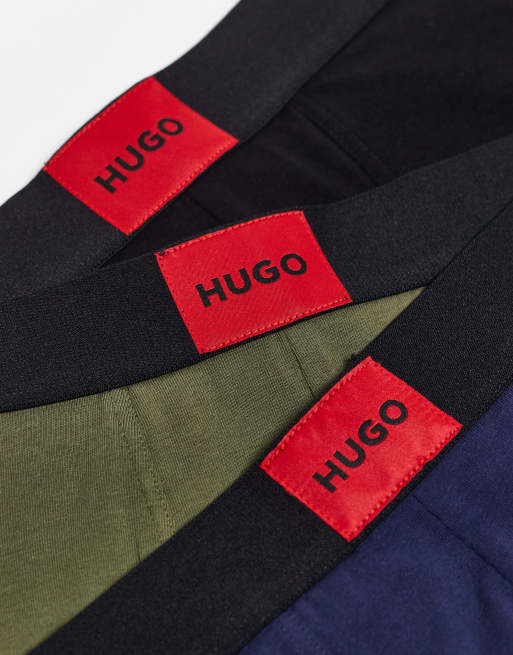 HUGO Red – 3er-Pack Unterhosen in Grün/Marineblau/Schwarz mit Galaxy-Logoaufnäher, 2 von 3