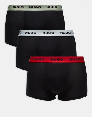 HUGO Red – 3er-Pack Unterhosen in Schwarz mit kontrastierendem Logobund - view 1