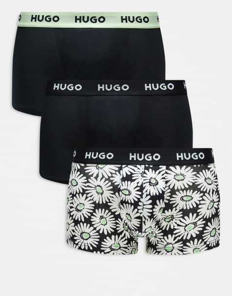 HUGO Red – 3er-Pack Unterhosen in verschiedenen Farben mit Logobund und einfarbigem Design sowie mit Gänseblümchenmuster - view 1