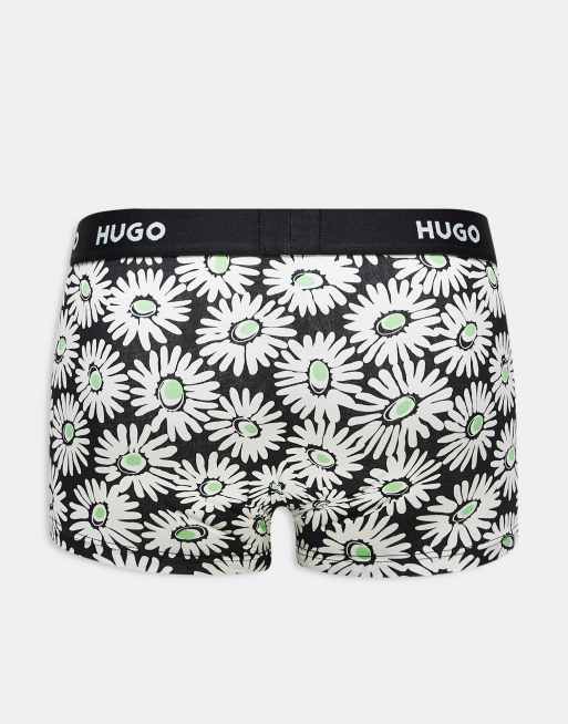 HUGO Red – 3er-Pack Unterhosen in verschiedenen Farben mit Logobund und einfarbigem Design sowie mit Gänseblümchenmuster, 2 von 3