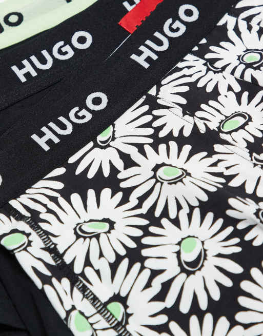 HUGO Red – 3er-Pack Unterhosen in verschiedenen Farben mit Logobund und einfarbigem Design sowie mit Gänseblümchenmuster, 3 von 3