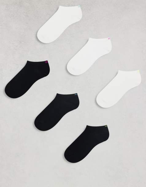 HUGO Red 6 pack back logo low sneaker socks in black/white - view 1