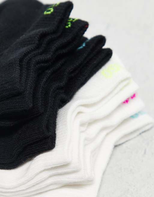 HUGO RED 6 pack back logo low trainer socks in black/white, 2 of 3